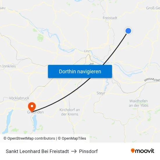 Sankt Leonhard Bei Freistadt to Pinsdorf map