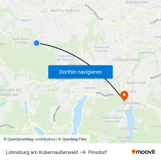 Lohnsburg am Kobernaußerwald to Pinsdorf map