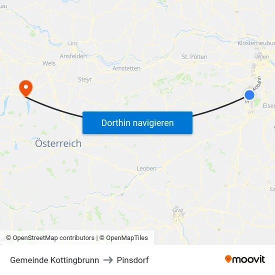 Gemeinde Kottingbrunn to Pinsdorf map
