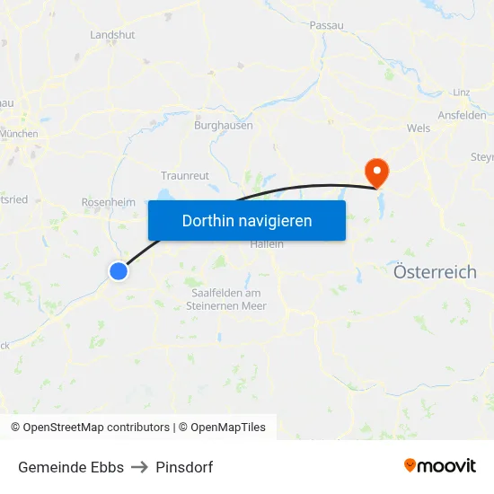 Gemeinde Ebbs to Pinsdorf map