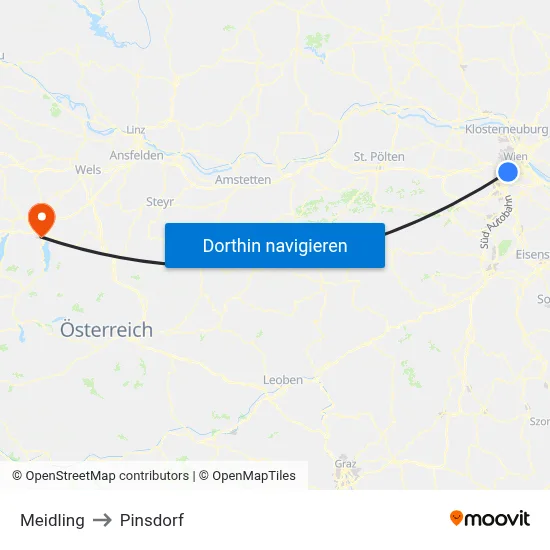 Meidling to Pinsdorf map