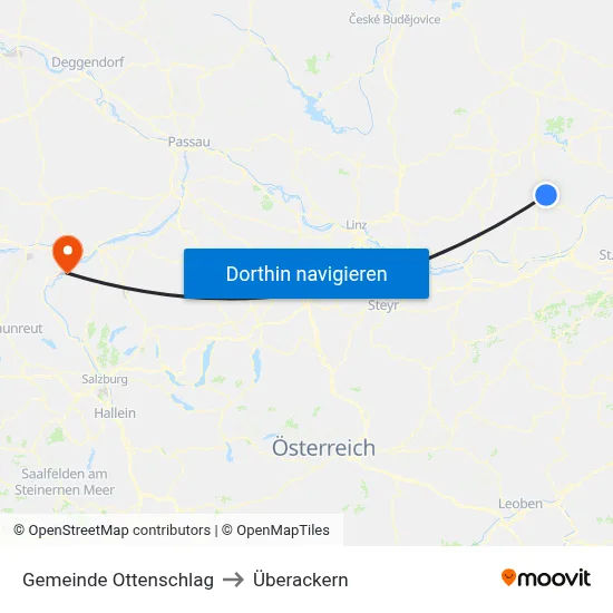 Gemeinde Ottenschlag to Überackern map