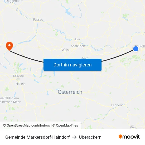 Gemeinde Markersdorf-Haindorf to Überackern map
