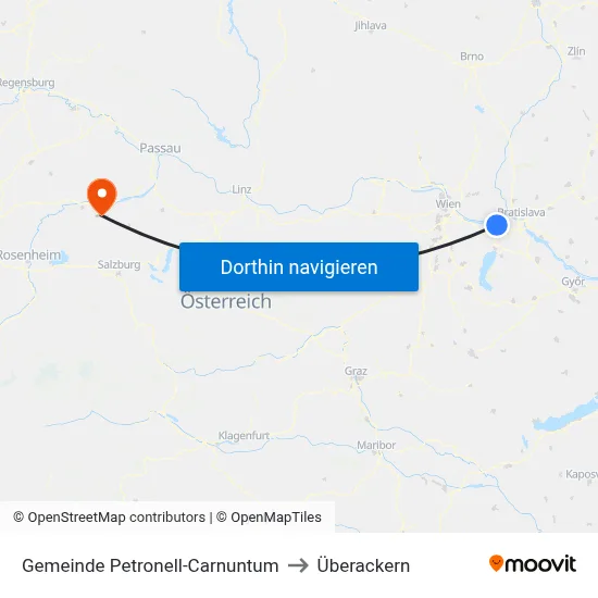 Gemeinde Petronell-Carnuntum to Überackern map