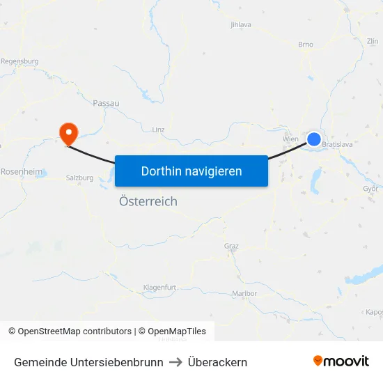 Gemeinde Untersiebenbrunn to Überackern map