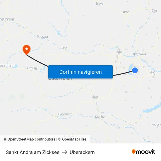 Sankt Andrä am Zicksee to Überackern map