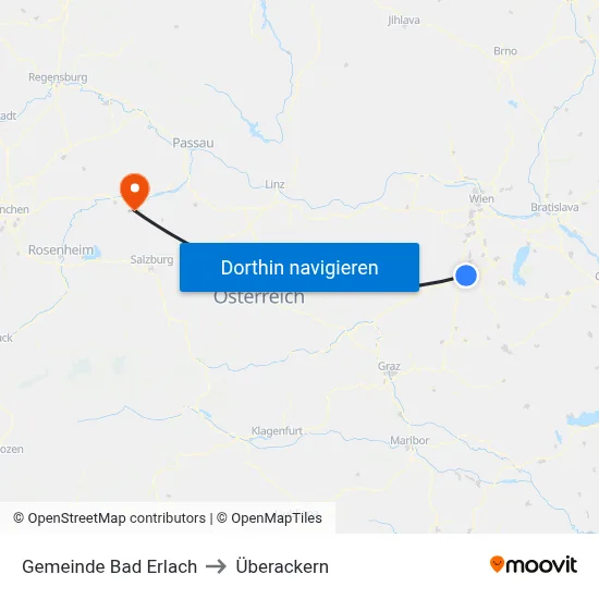 Gemeinde Bad Erlach to Überackern map