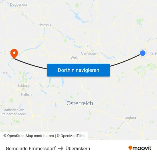 Gemeinde Emmersdorf to Überackern map