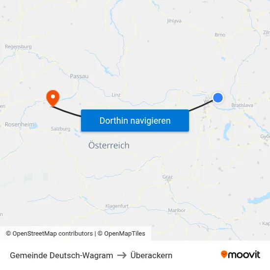 Gemeinde Deutsch-Wagram to Überackern map