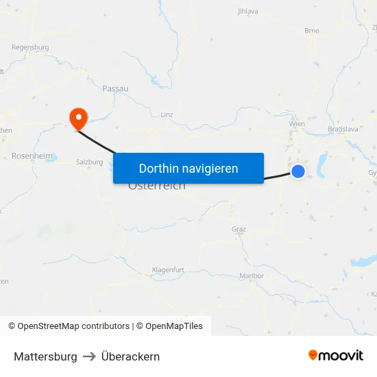 Mattersburg to Überackern map