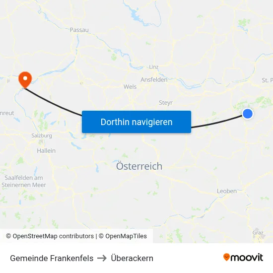 Gemeinde Frankenfels to Überackern map