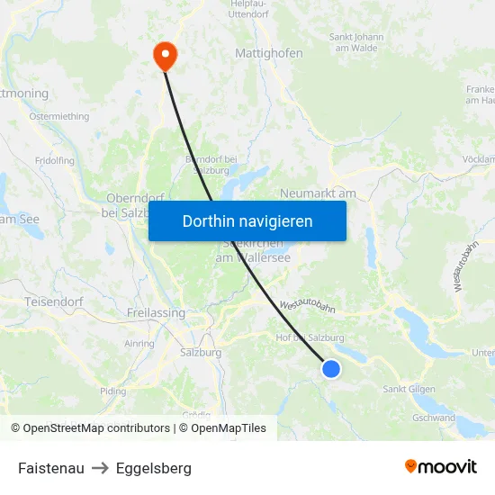 Faistenau to Eggelsberg map