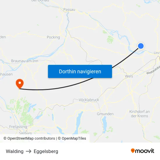 Walding to Eggelsberg map