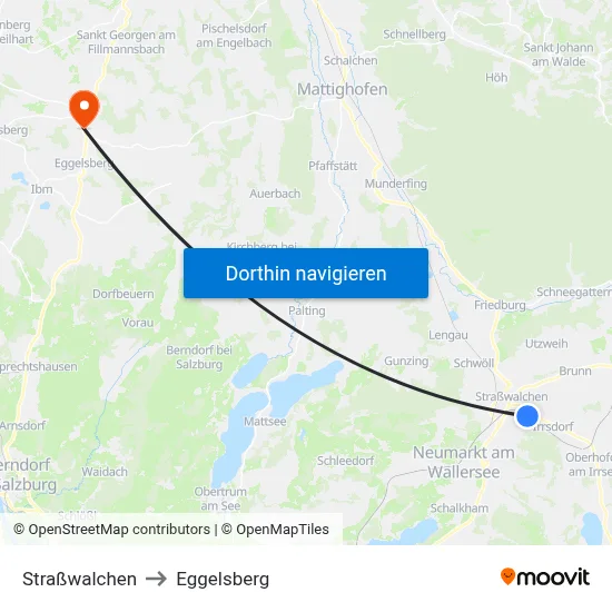 Straßwalchen to Eggelsberg map