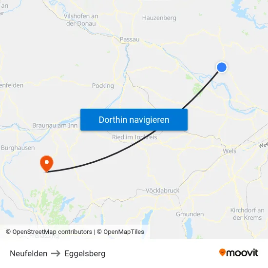 Neufelden to Eggelsberg map