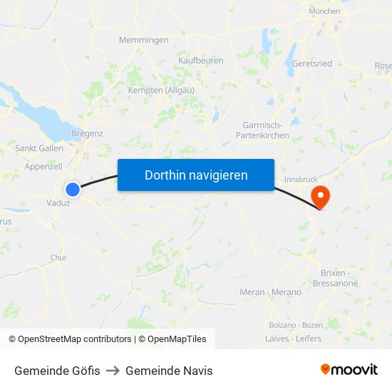 Gemeinde Göfis to Gemeinde Navis map