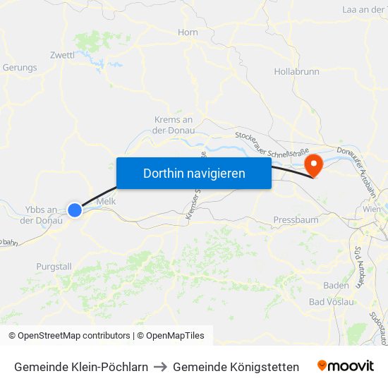 Gemeinde Klein-Pöchlarn to Gemeinde Königstetten map