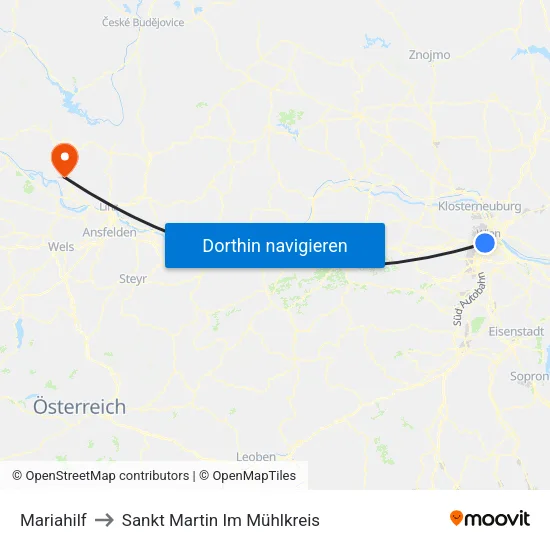 Mariahilf to Sankt Martin Im Mühlkreis map