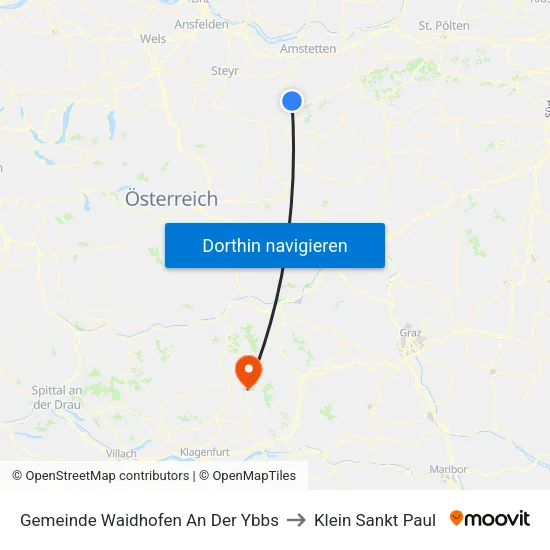 Gemeinde Waidhofen An Der Ybbs to Klein Sankt Paul map