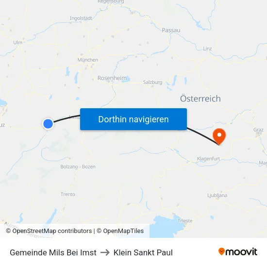 Gemeinde Mils Bei Imst to Klein Sankt Paul map