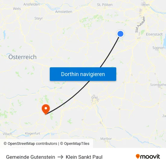 Gemeinde Gutenstein to Klein Sankt Paul map