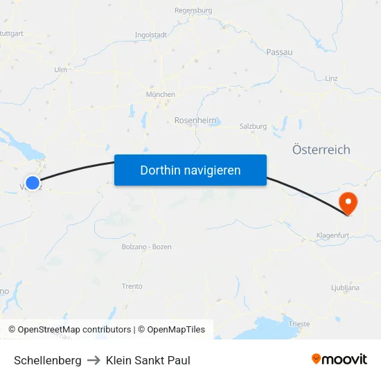 Schellenberg to Klein Sankt Paul map