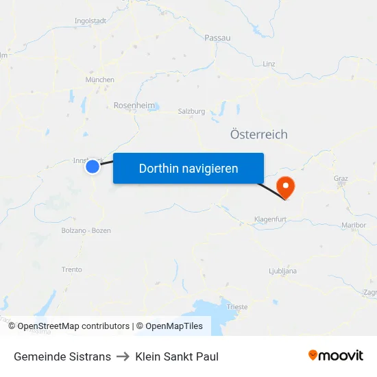 Gemeinde Sistrans to Klein Sankt Paul map