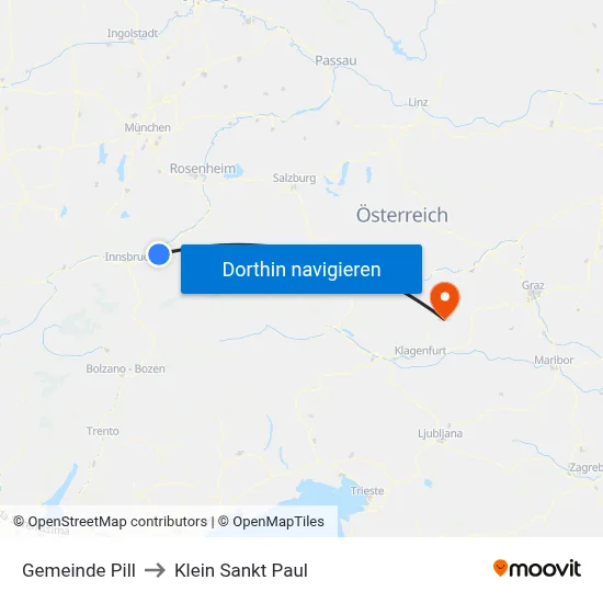 Gemeinde Pill to Klein Sankt Paul map