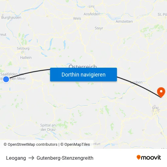 Leogang to Gutenberg-Stenzengreith map
