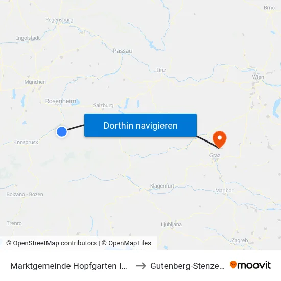 Marktgemeinde Hopfgarten Im Brixental to Gutenberg-Stenzengreith map