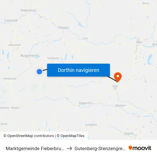 Marktgemeinde Fieberbrunn to Gutenberg-Stenzengreith map