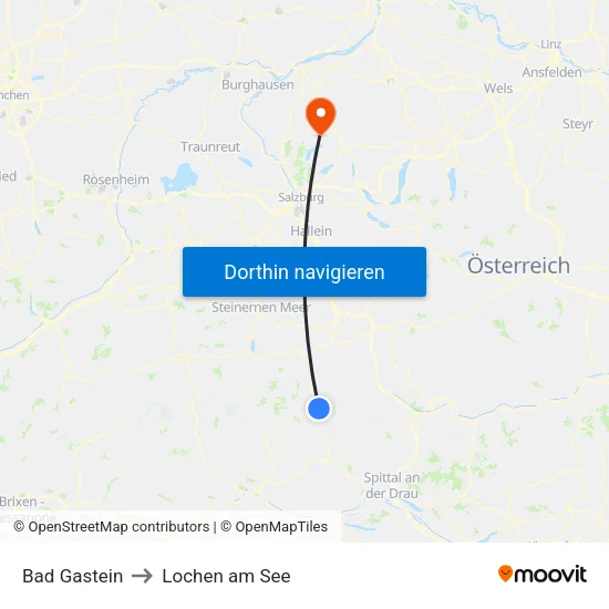 Bad Gastein to Lochen am See map