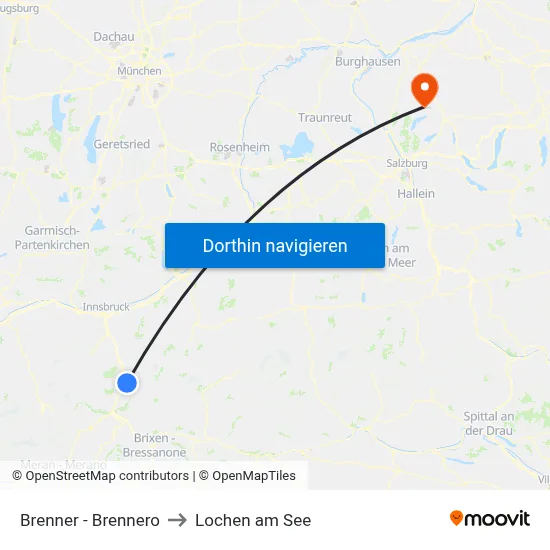 Brenner - Brennero to Lochen am See map