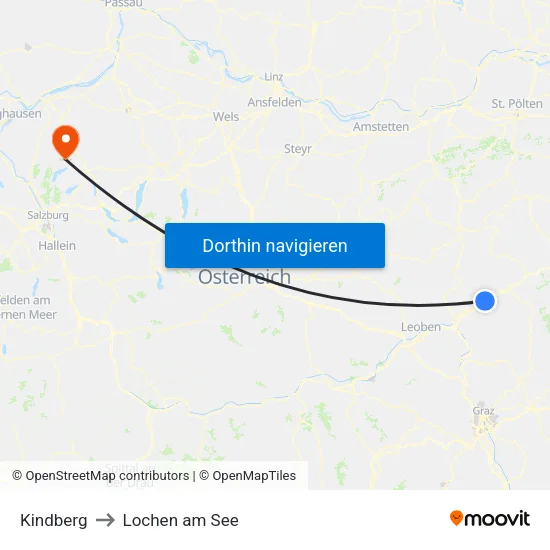 Kindberg to Lochen am See map