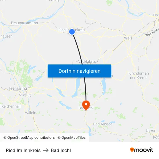 Ried Im Innkreis to Bad Ischl map