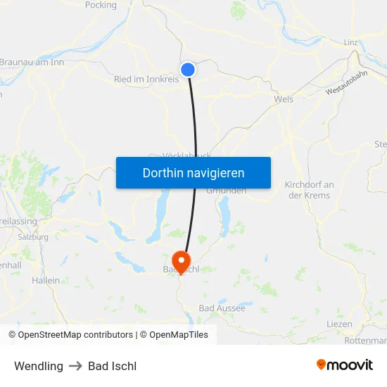 Wendling to Bad Ischl map