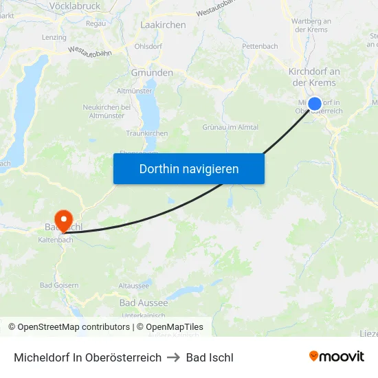 Micheldorf In Oberösterreich to Bad Ischl map