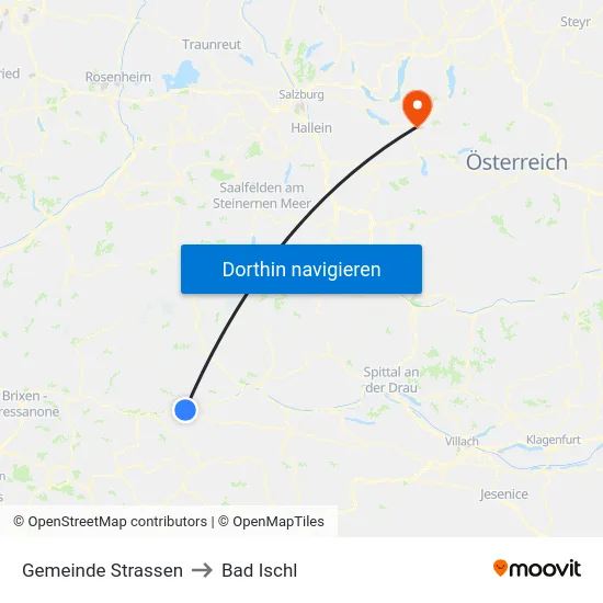 Gemeinde Strassen to Bad Ischl map