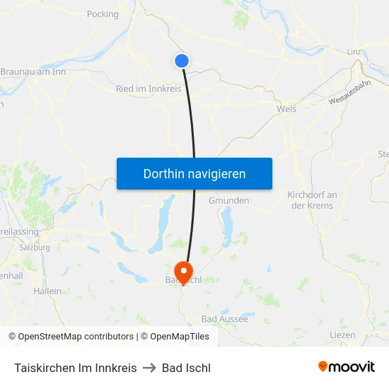 Taiskirchen Im Innkreis to Bad Ischl map