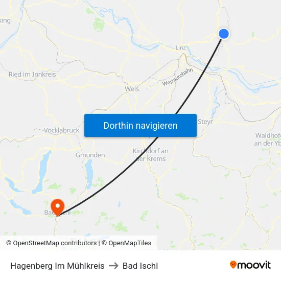 Hagenberg Im Mühlkreis to Bad Ischl map
