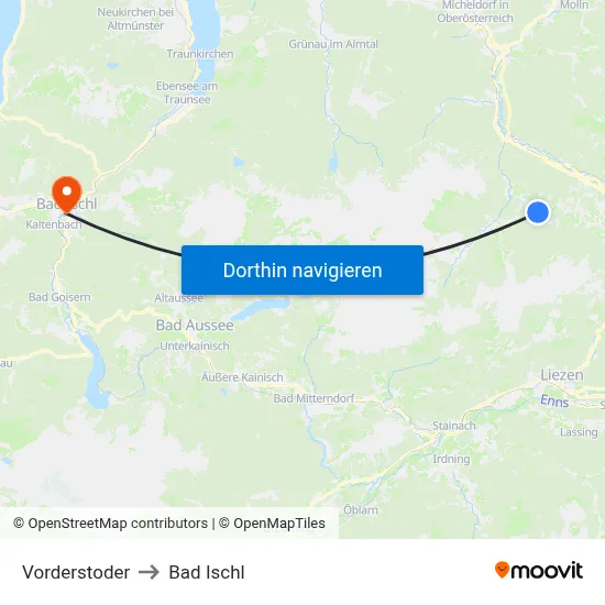 Vorderstoder to Bad Ischl map
