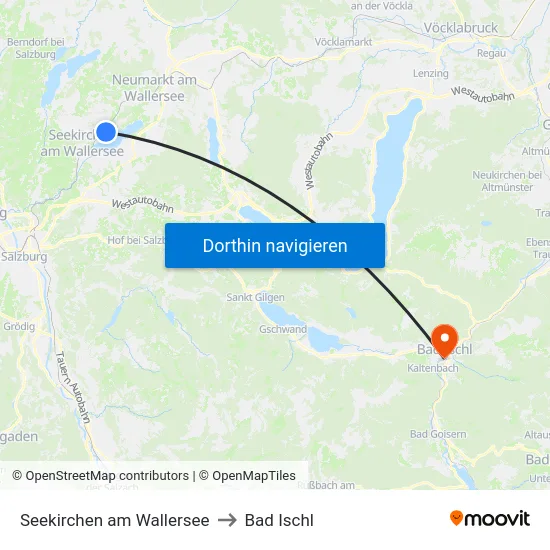 Seekirchen am Wallersee to Bad Ischl map
