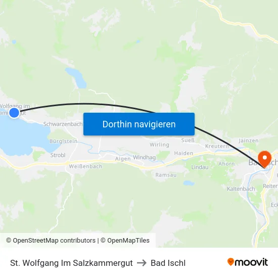 St. Wolfgang Im Salzkammergut to Bad Ischl map