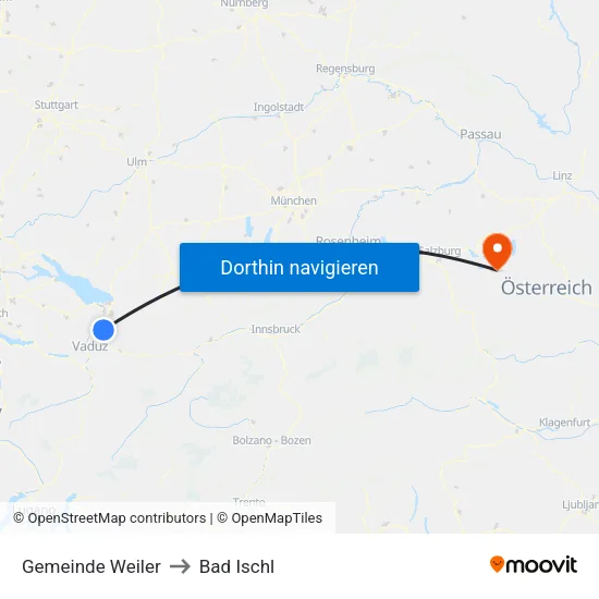 Gemeinde Weiler to Bad Ischl map