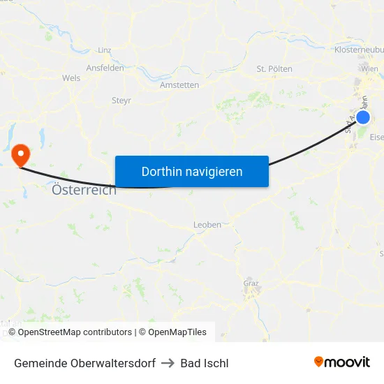 Gemeinde Oberwaltersdorf to Bad Ischl map