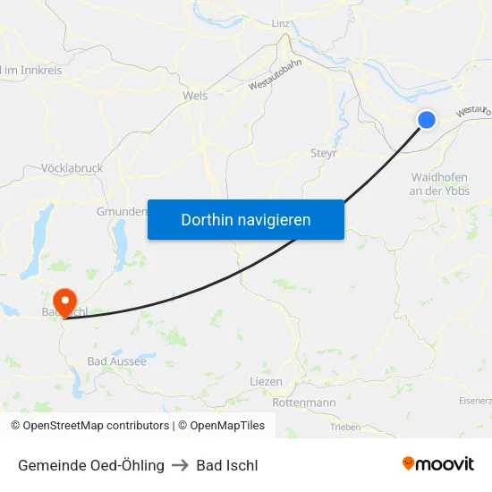 Gemeinde Oed-Öhling to Bad Ischl map