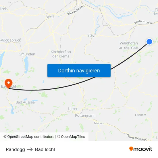 Randegg to Bad Ischl map