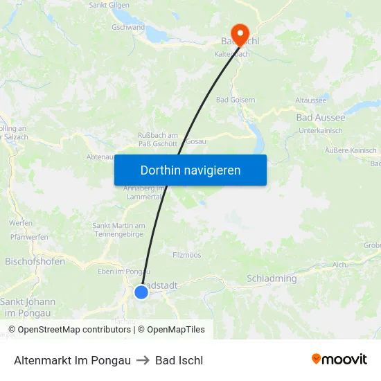 Altenmarkt Im Pongau to Bad Ischl map