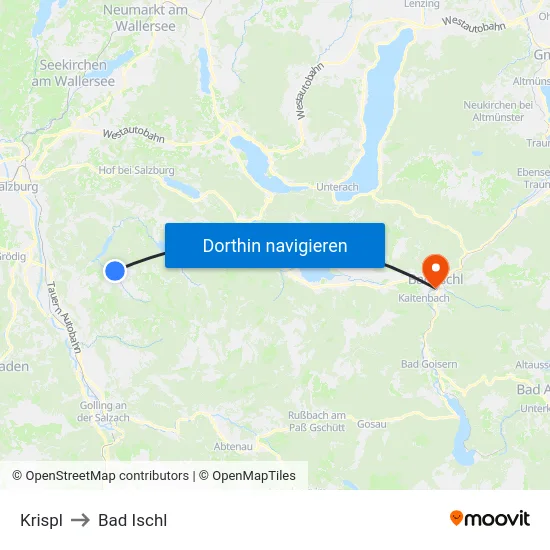 Krispl to Bad Ischl map