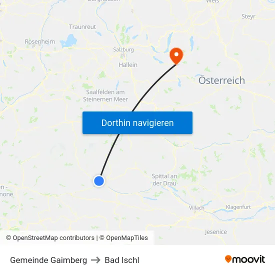 Gemeinde Gaimberg to Bad Ischl map